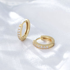Single-row Zircon Circle Silver Studs Earrings for Women