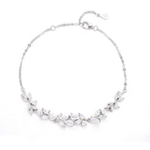 Zircon Wisteria Flower Silver Bracelet