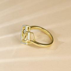 Rotating Heart-shape with Zircon Silver Ring