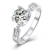 Cathedral Oxhead Prong 1.0 Carat Round Cut Moissanite Engagement Ring