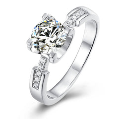 Cathedral Oxhead Prong 1.0 Carat Round Cut Moissanite Engagement Ring