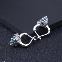 European Retro Natural Topaz Square Silver Studs for Women