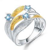 Italian 925 Silver Natural Topaz Ring