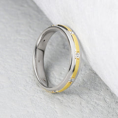 Two Colours with Zircon Silver Ring