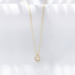 Creative Water Droplet Zircon Soleste Halo Pendant Sterling Silver Necklace for Women