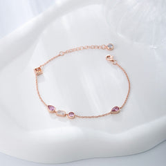Beading Geometric Shape Zircon Silver Bracelet for Women