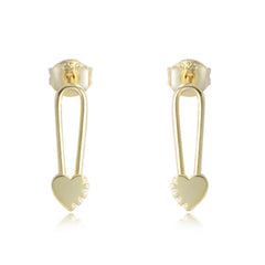 Heart-shaped Paper Clip Silver Studs Earrings for Women