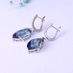 Crystal Marquise Shape Silver Drop Earrings for Women