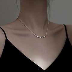 Mini Beading Square Silver Necklace for Women