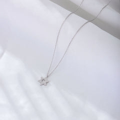 Six-pointed Star with Zircon Pendant Sterling Silver Necklace for Women