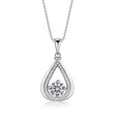 Hollow Droplet with Round Zircon Pendant Silver Necklace for Women