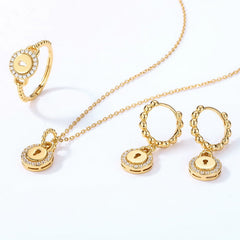 Circular Lock Zircon Opening Sterling Silver Ring