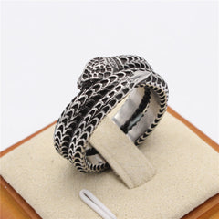 Vintage Fish Scale Snake Titanium Steel Ring for Men