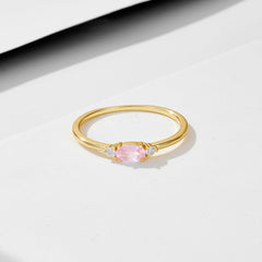 Retro Oval Pink Zircon Silver Ring