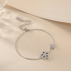 Hollow Full Zircon Star Sterling Silver Bracelet