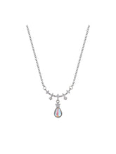 Teardrop Moonstone Pendant with Zircon Silver Necklace Women