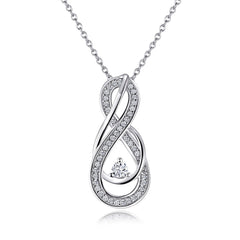 Endless Love Design with Zircon Pendant Silver Necklace for Women