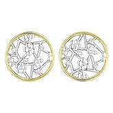 Plum Flower Hollow Circle Zircon Sterling Silver Stud Earrings