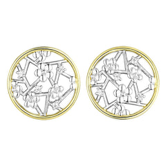 Plum Flower Hollow Circle Zircon Sterling Silver Stud Earrings