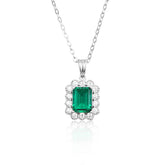 1.5Carat Rectangle Lab Created Emerald Necklace