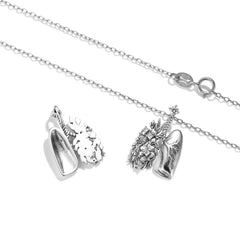 Lungs and Flower Pendant Silver Necklace