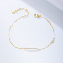Full Zircon Long Strip Silver Bracelet for Women