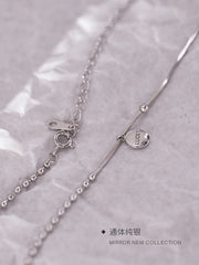 LUCKY Round Pendant with Beading Silver Necklace for Women