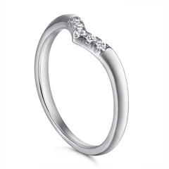 V-Shaped with Zircon Silver Ring