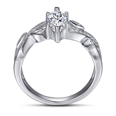 Marquise Zircon with Hollow Pattern Silver Ring for Women