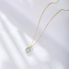 Oval Shape Sky Blue Topaz Sterling Silver Necklace for Women