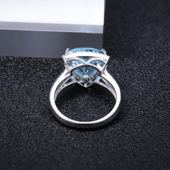 European Natural Topaz Luxury Triangle Soleste Halo Silver Ring for Women