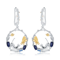 Animal Design 925 Silver Topaz Drop Earrings for Women