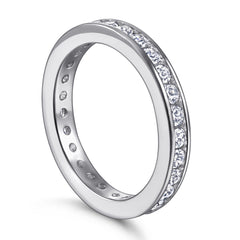 Full Round Zircon Eternity Silver Ring for Women