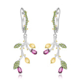 Retro 925 Silver Natural Color Drop Earrings for Women
