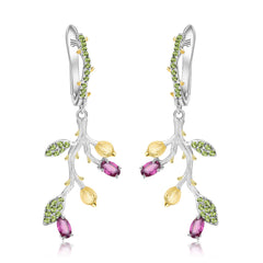 Retro 925 Silver Natural Color Drop Earrings for Women