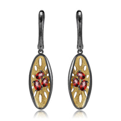 Italian Design Inlaid Colourful Gemstones Creative Lotus Root Shape Silver Drop Earrings for Women