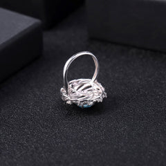 Europen and American Luxury Sense of Natural Topaz Inlaid Natural Colourful Treasure Silver Ring for Women