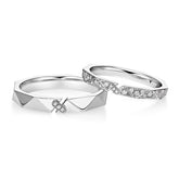 Geometry with Zircon Silver Couple Ring for Women