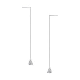 Zircon Flower Tassels Ear Line Silver Drop Earrings for Women