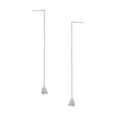 Zircon Flower Tassels Ear Line Silver Drop Earrings for Women