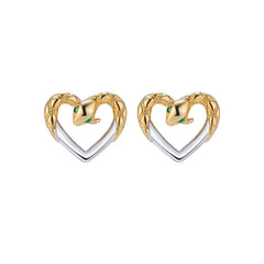 Snake Heart-shaped Silver Studs Earrings for Women