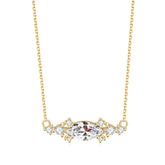 Charm Style Inlaid 5A White Zircon Marquise Shape Pendant Plated Gold Silver Necklace for Women