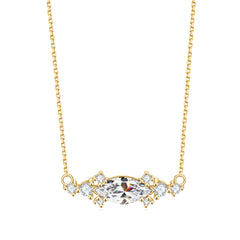 Charm Style Inlaid 5A White Zircon Marquise Shape Pendant Plated Gold Silver Necklace for Women