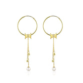 Tassel with Pearl Silver Hoop Earrings for Women
