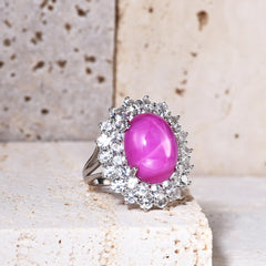 European Luxury s925 Sterling Silver Inlaid large Crystal Ring for Women