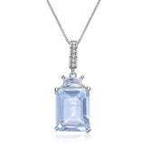 Luxury Style Inlaid Natural Colourful Gemstone Rectangle Pendant Sterling Silver Necklace for Women