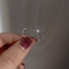 Chain with Zircon Silver Ring for Women