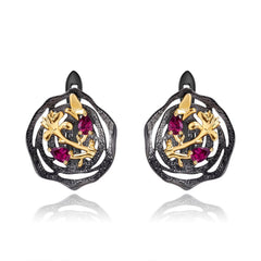 Colourful Gemstone Garden Silver Studs Earrings for Women