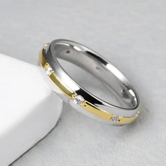 Two Colours with Zircon Silver Ring