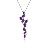 French Romantic Design Premium Natural Colourful Gemstone Pendulous Pendant Silver Necklace for Women